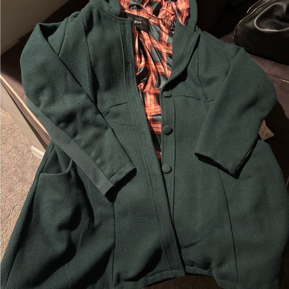 Torrid Emerald Herringbone Wool Coat 2 - Picture 2 of 4